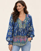 Anita | Gemusterte Bluse mit Bindedetail