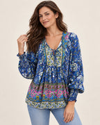 Anita | Gemusterte Bluse mit Bindedetail