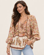 Anita | Gemusterte Bluse mit Bindedetail