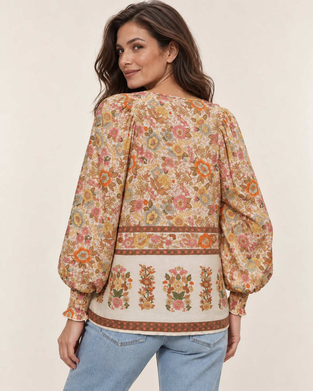 Anita | Gemusterte Bluse mit Bindedetail