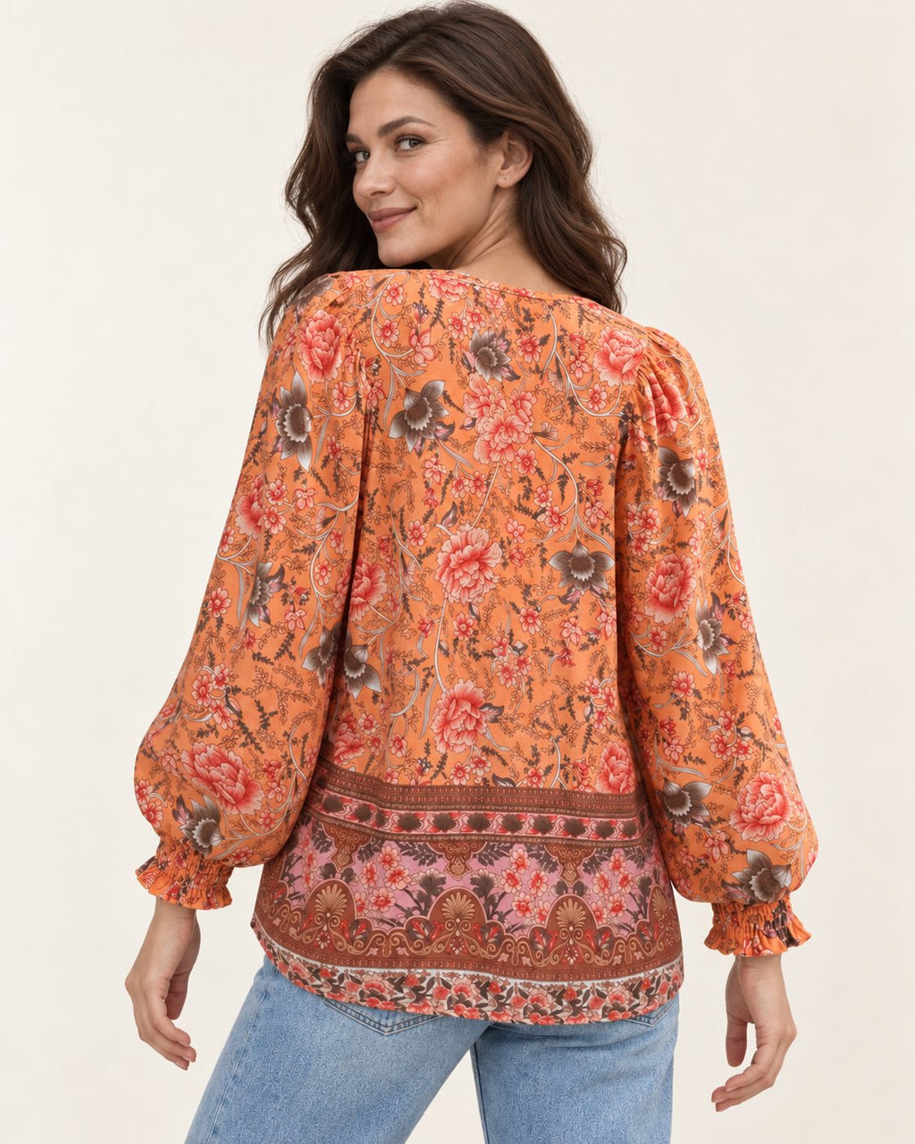 Anita | Gemusterte Bluse mit Bindedetail