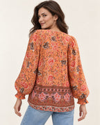 Anita | Gemusterte Bluse mit Bindedetail