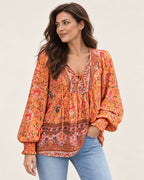 Anita | Gemusterte Bluse mit Bindedetail