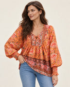 Anita | Gemusterte Bluse mit Bindedetail