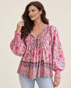 Anita | Gemusterte Bluse mit Bindedetail