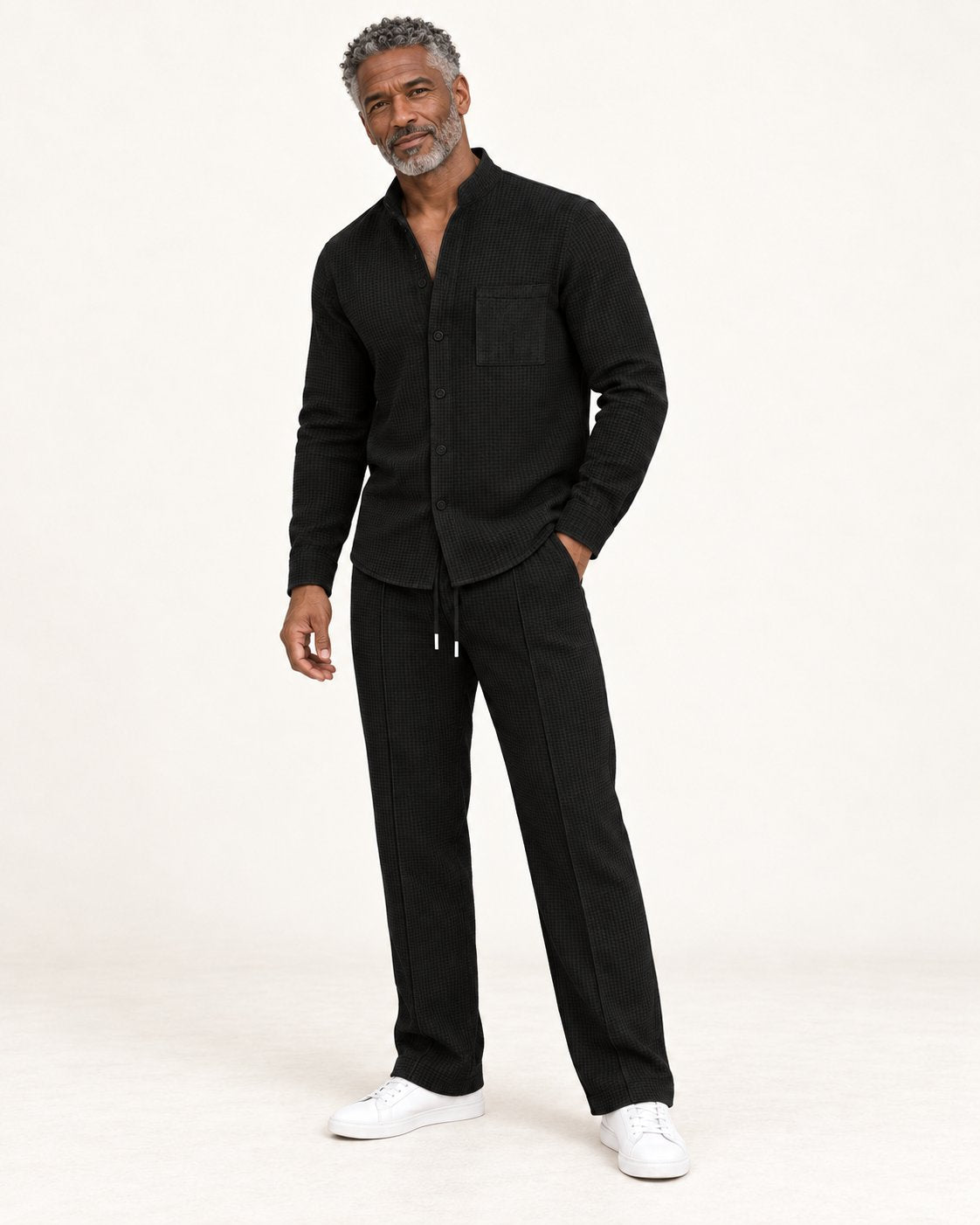 Bastian | Set aus Shirt und Hose mit Waffelstruktur