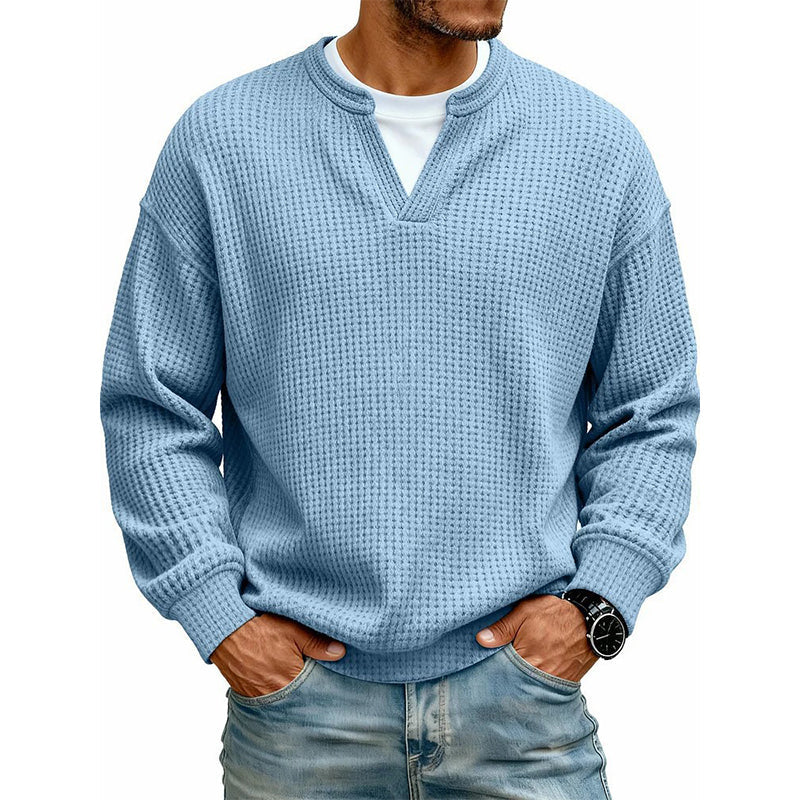 Herren-Langarmshirt mit Waffelstruktur und Lagenlook