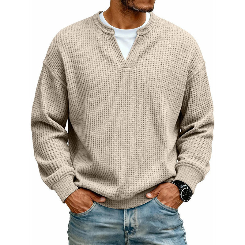 Herren-Langarmshirt mit Waffelstruktur und Lagenlook