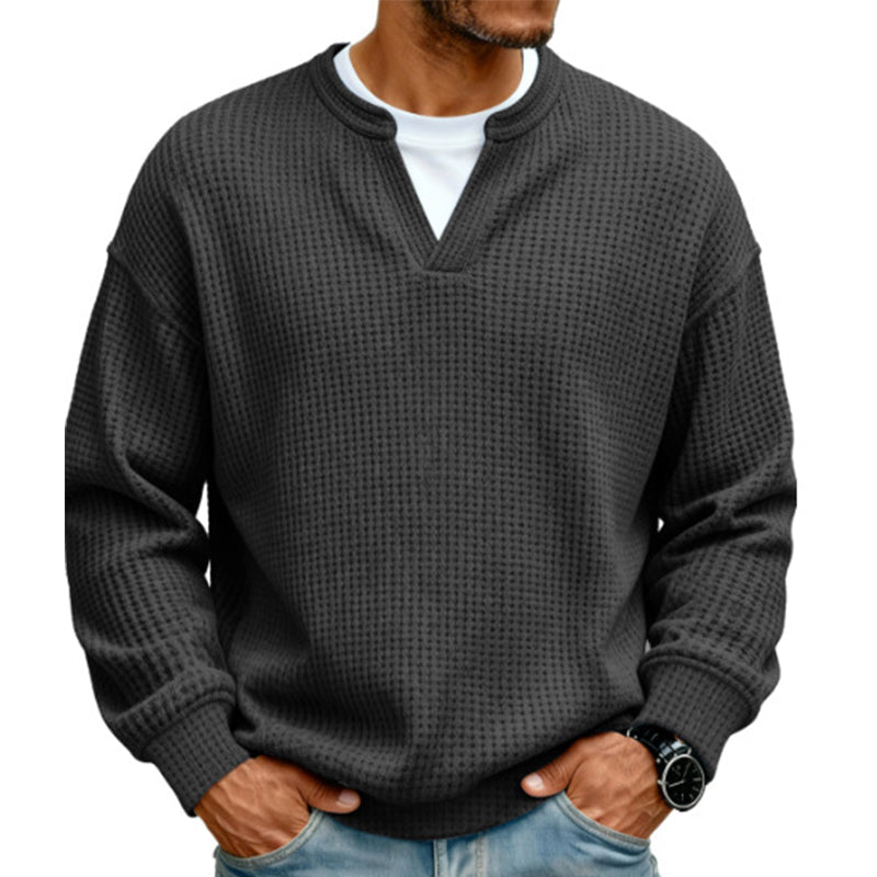 Herren-Langarmshirt mit Waffelstruktur und Lagenlook