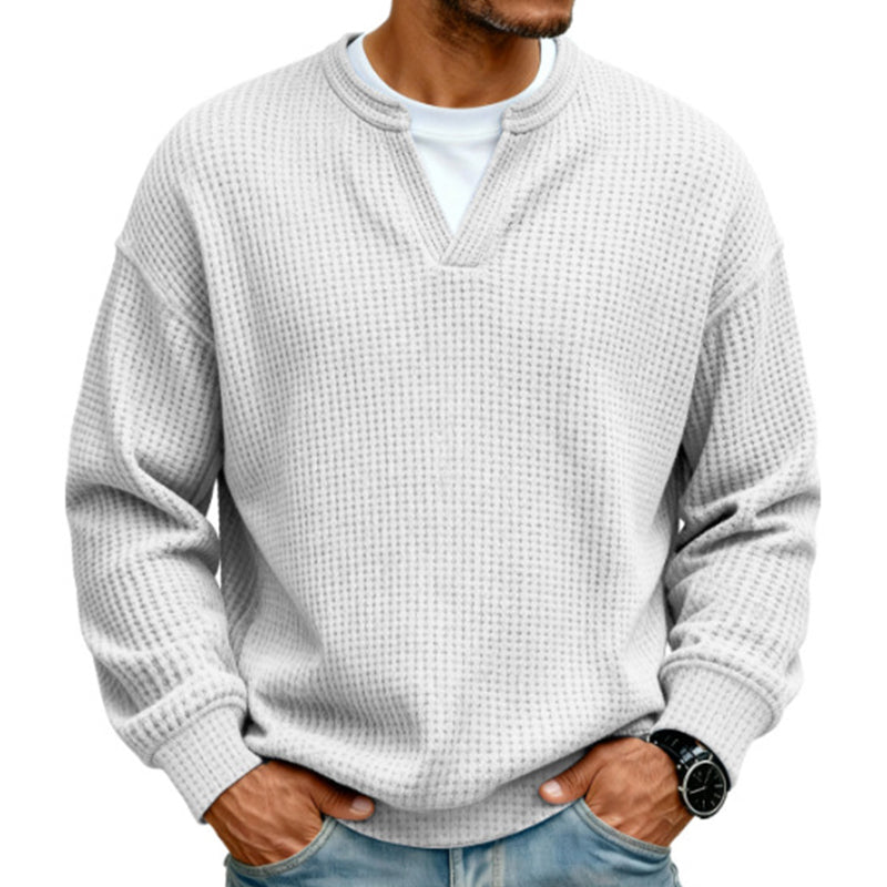 Herren-Langarmshirt mit Waffelstruktur und Lagenlook
