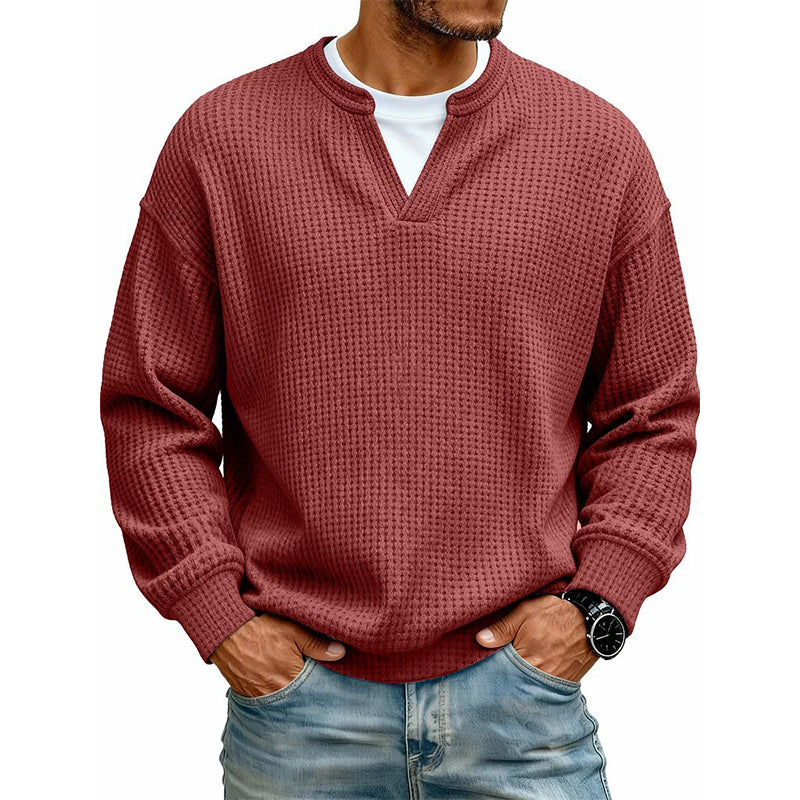 Herren-Langarmshirt mit Waffelstruktur und Lagenlook