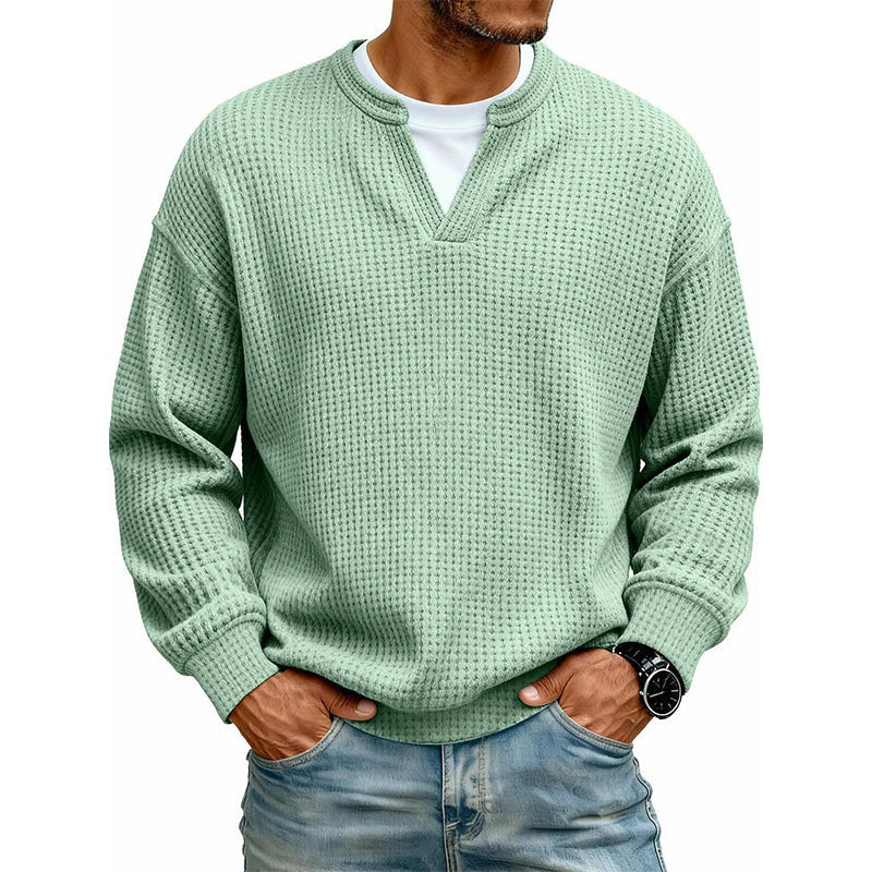 Herren-Langarmshirt mit Waffelstruktur und Lagenlook
