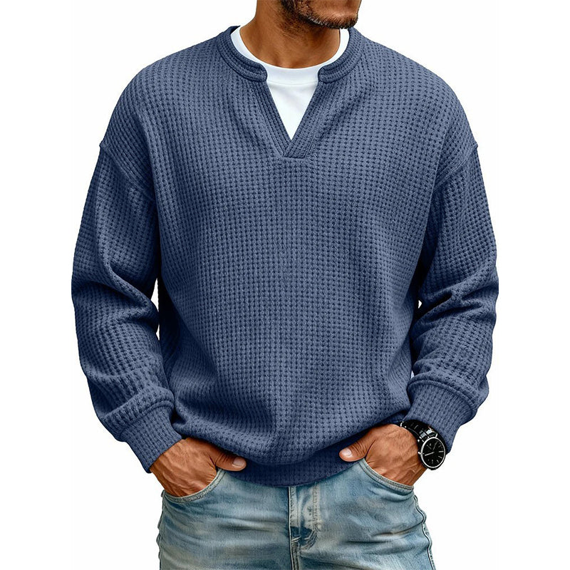 Herren-Langarmshirt mit Waffelstruktur und Lagenlook