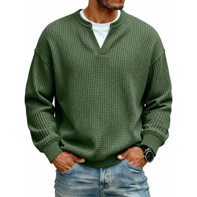 Herren-Langarmshirt mit Waffelstruktur und Lagenlook