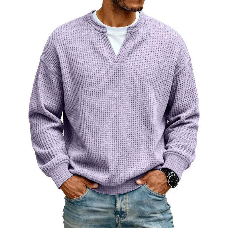 Herren-Langarmshirt mit Waffelstruktur und Lagenlook