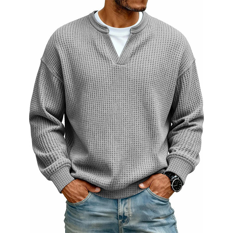 Herren-Langarmshirt mit Waffelstruktur und Lagenlook