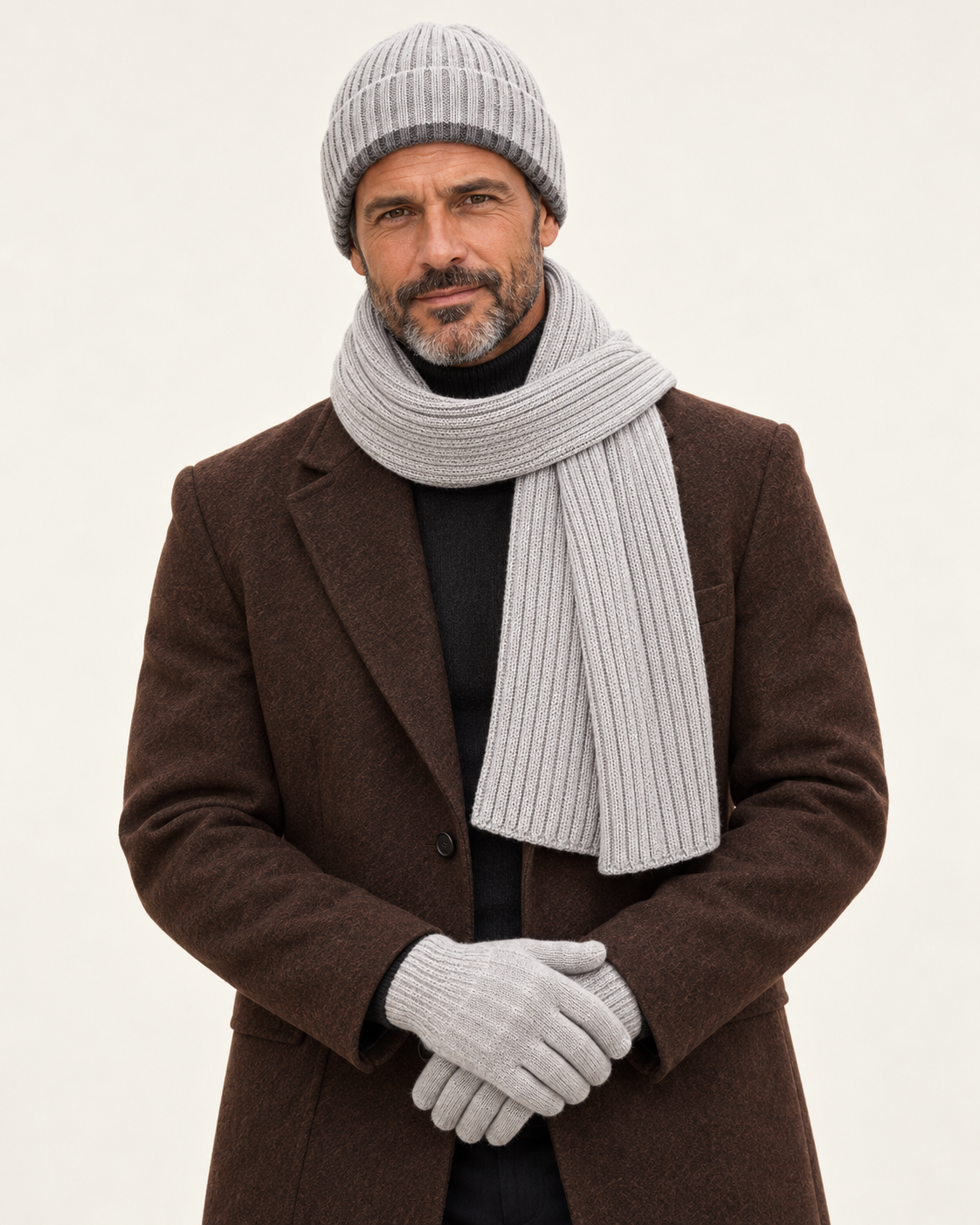 Valtor Herren | Levin | Set aus Mütze, Schal und Handschuhen am Model