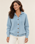 Marjolijn Strickjacke mit Kapuze – blau