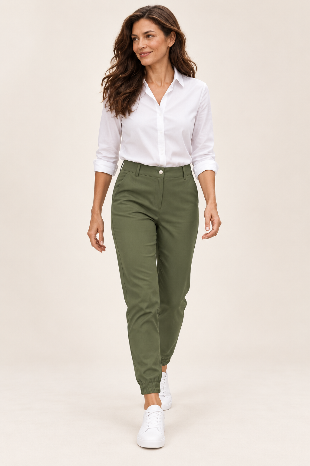 Valtor Damen | Roswitha – Hose mit elastischen Beinabschlüssen in Olivgrün