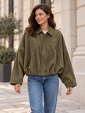 Svea Oversize-Jacke in Veloursoptik in Olivgrün – Valtor Herbstkollektion 2026