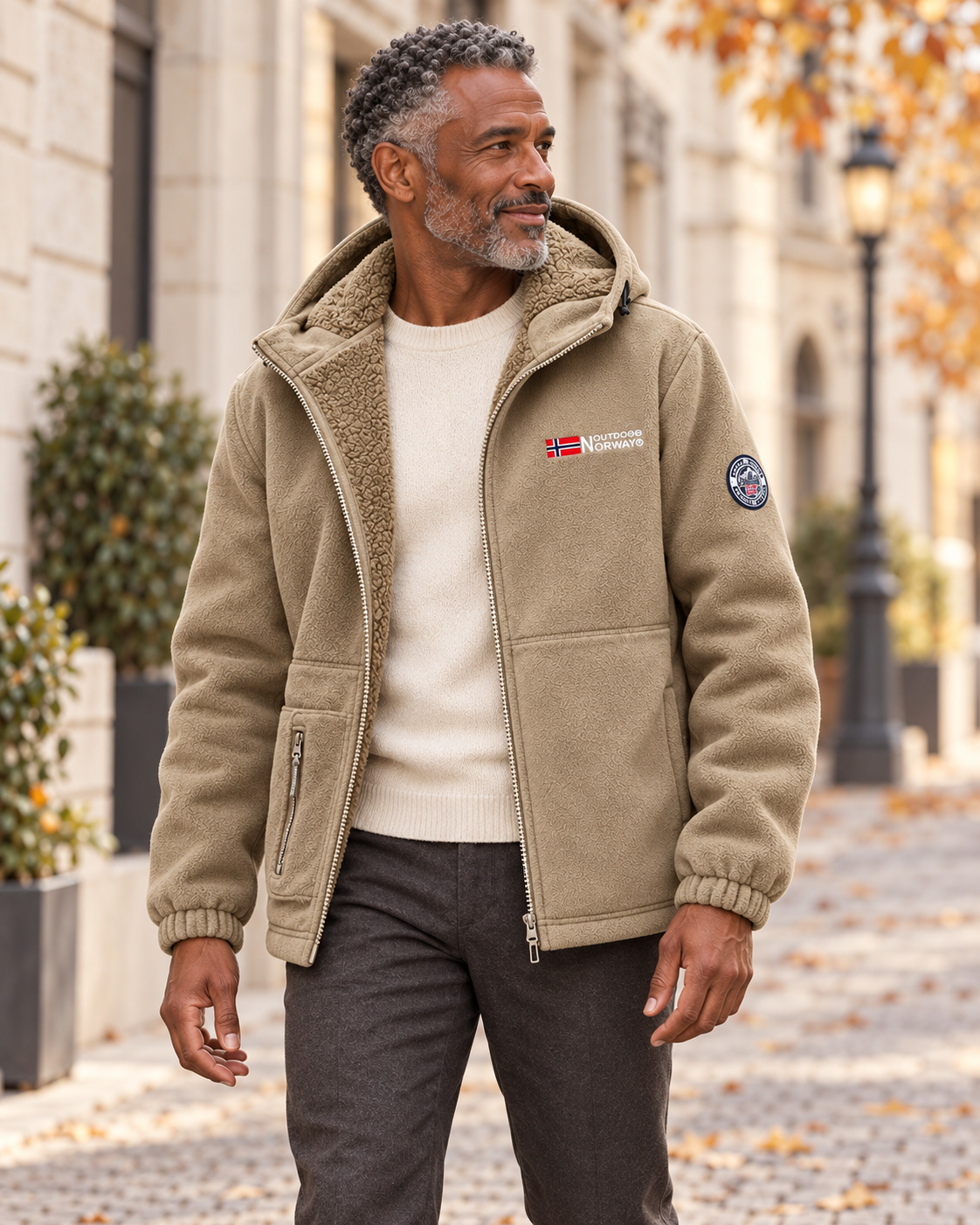 Varel Kapuzenjacke in Khaki – Vorderansicht am Model